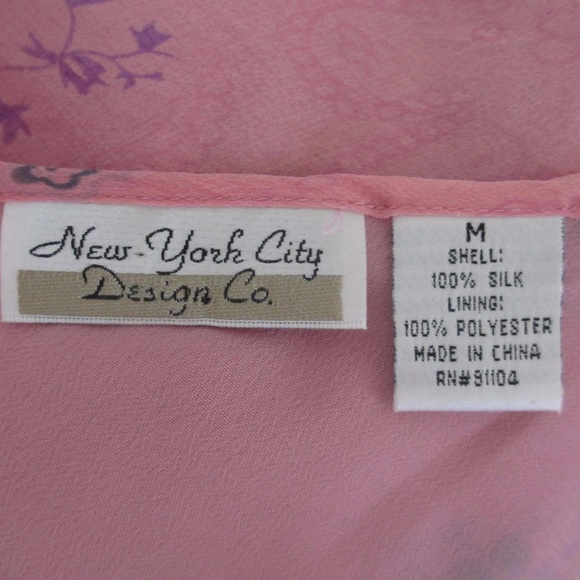 NEW YORK CITY BLOUSE SHORT Sleeve SILK PINK M 10 8 - Picture 7 of 7